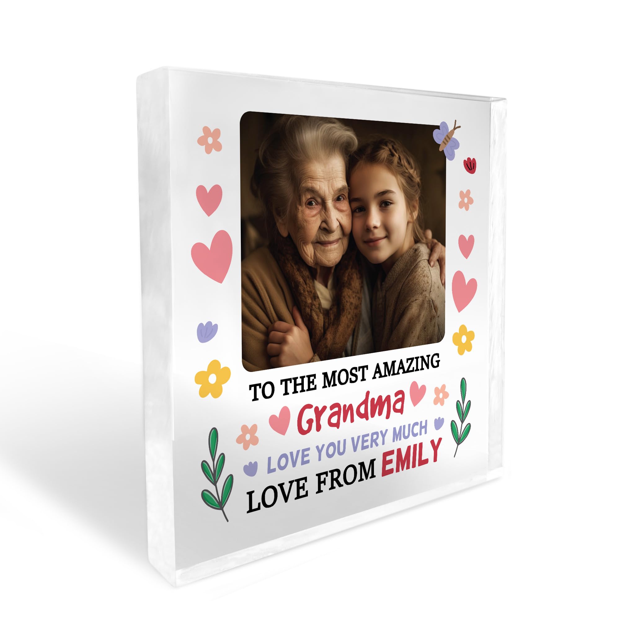 RED OCEAN Personalised Grandma Nanny Granny Nan Nana Gift For Her Birthday Gift For Grandma Mothers Day Gifts For Her Photo Plaque Grandparent Gifts Keepsake Gift