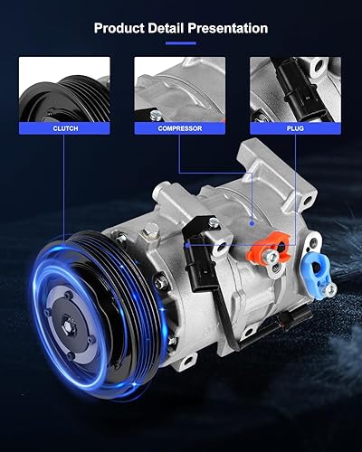 Miniatura 205 de ECCPP Compresor de CA 2001-2006 apto para Hyundai Santa Fe 2.7L Compresor de CA de enfriamiento rápido con embrague