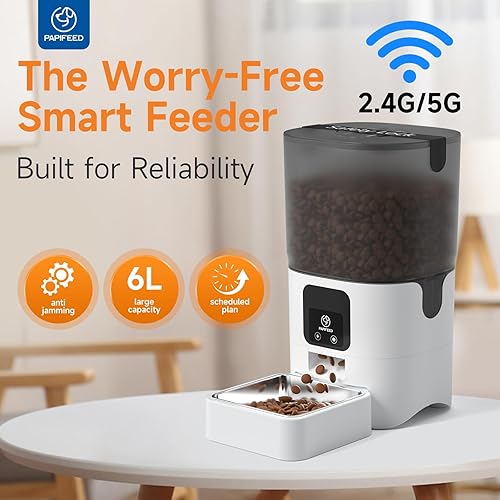 Miniatura 2 de PAPIFEED Comedero automático WiFi 5G: dispensador automático inteligente de comida para gatos con modo de alimentación lenta, desmontable para una
