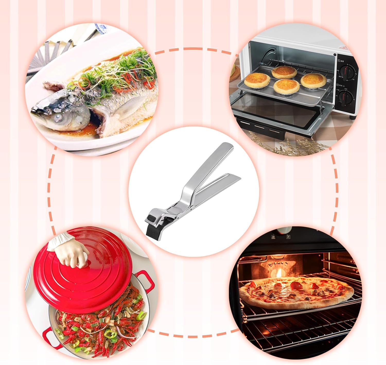 2 Pcs 2026 Upgrated Stainless Steel Hot Plate Gripper, Tongs Clamp For Hot Food,Multi Purpose Pot Holder Clamp, Pizza Pan Gripper, Anti Scald Clip Tongs For Air Fryer, Food Steamer, Oven, Microwave