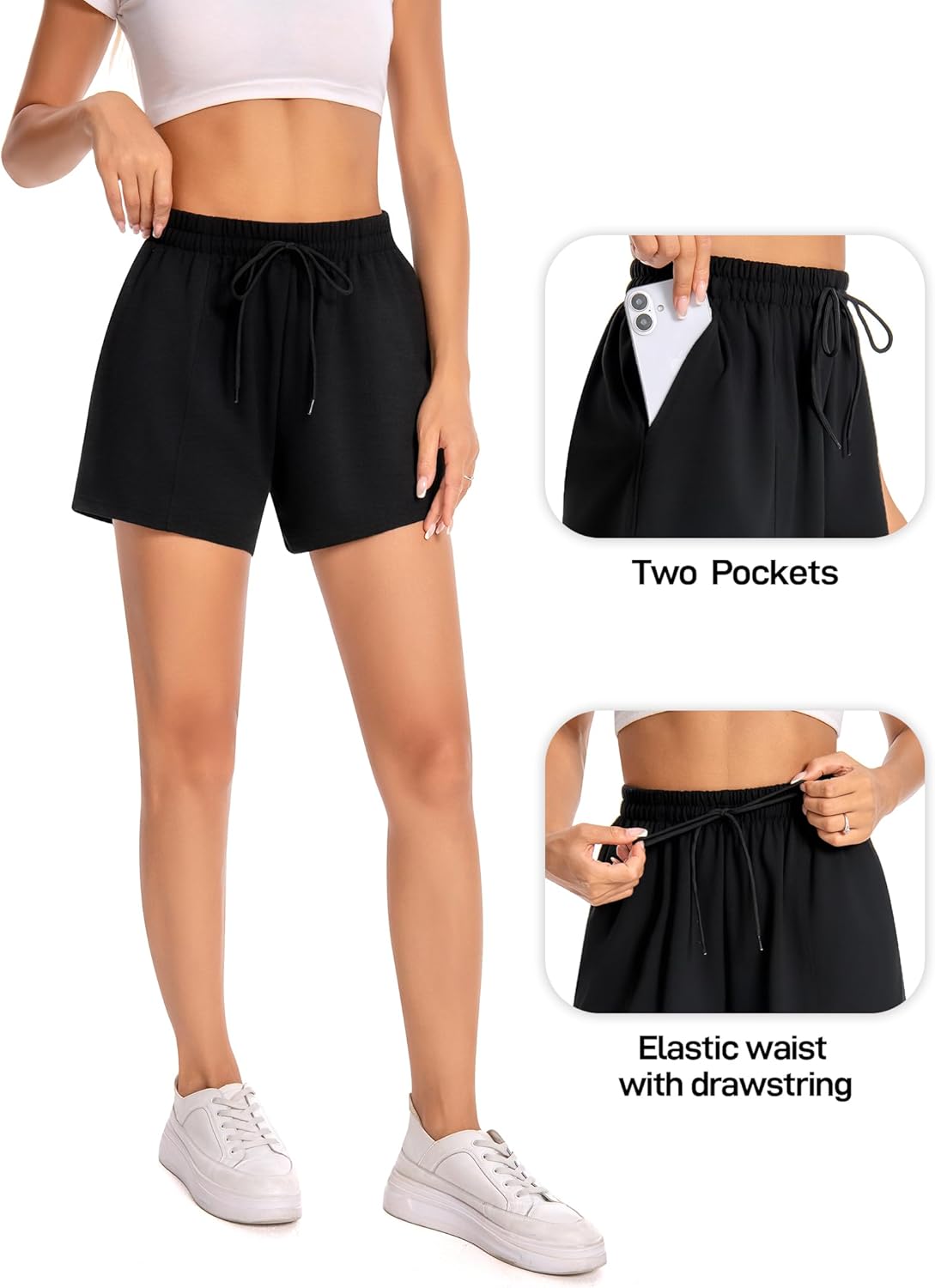Women's Athletic Shorts with Pockets, 3.7" Sweat Shorts Women, Summer Workout Elastic Running Shorts - Image 4