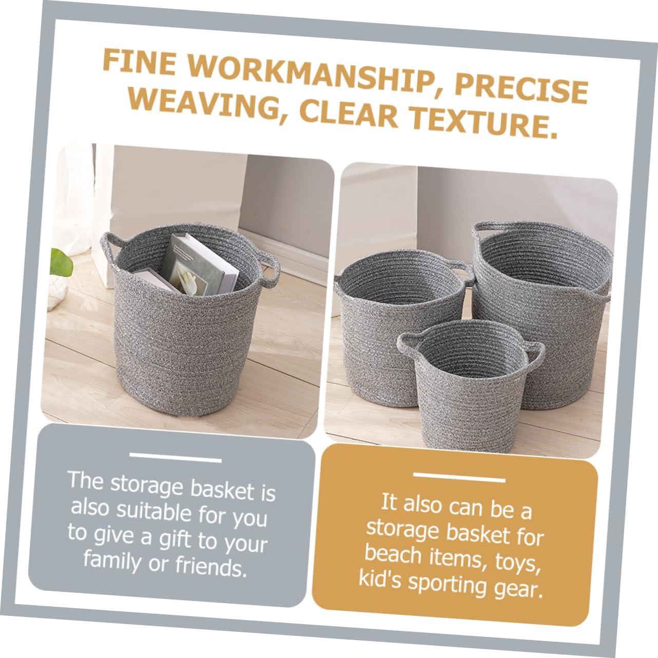 Alipis Large Cotton Linen Laundry Hamper with Dual Color Design Portable Clothes Storage Basket with Integrated Handles for Bathroom Nursery Bedroom Organization Height Dark Gray