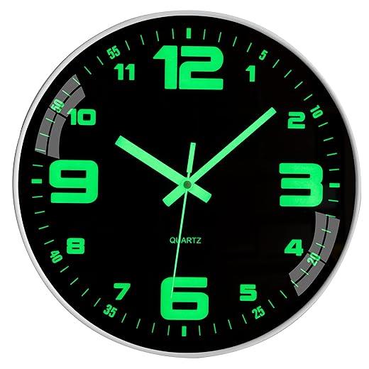 12" Glow-in-the-Dark Silent Wall Clock