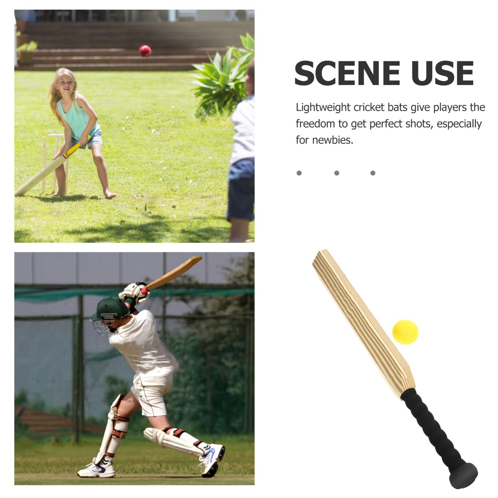 Mipcase Batte De Cricket : Jeu De Cricket Interactif Batte De Cricket Rembourrée en Mousse Balles D'intérieur Jouet pour La Maison La Plage Le Jardin (avec Ballon).
