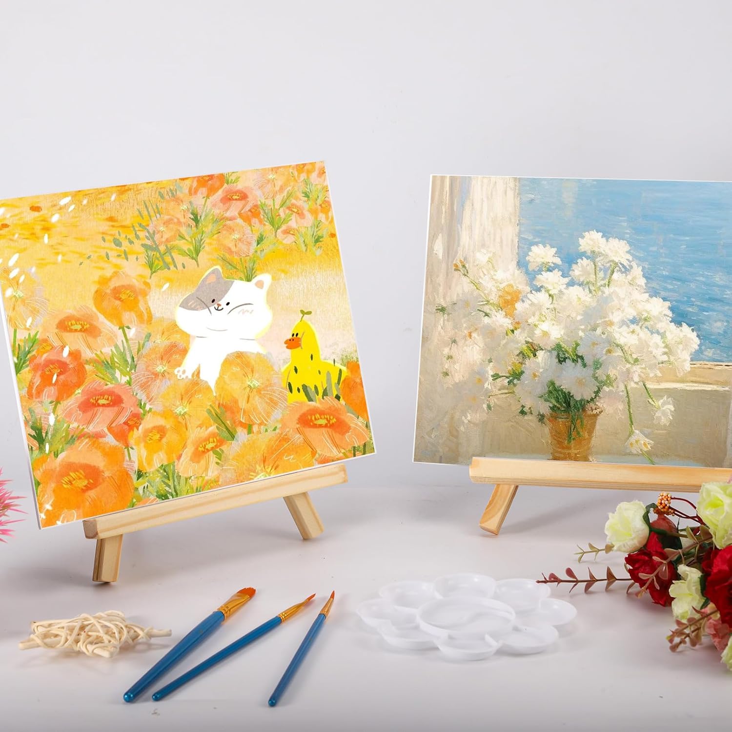 12 Pack Tabletop Easel,11.8" Inch Wood Easels,Desktop Easel Stand for Painting Canvas,Portable Table Top Easels for Painting Party,Art Parties,Displaying Canvases,Art Craft Painting Easel Stand