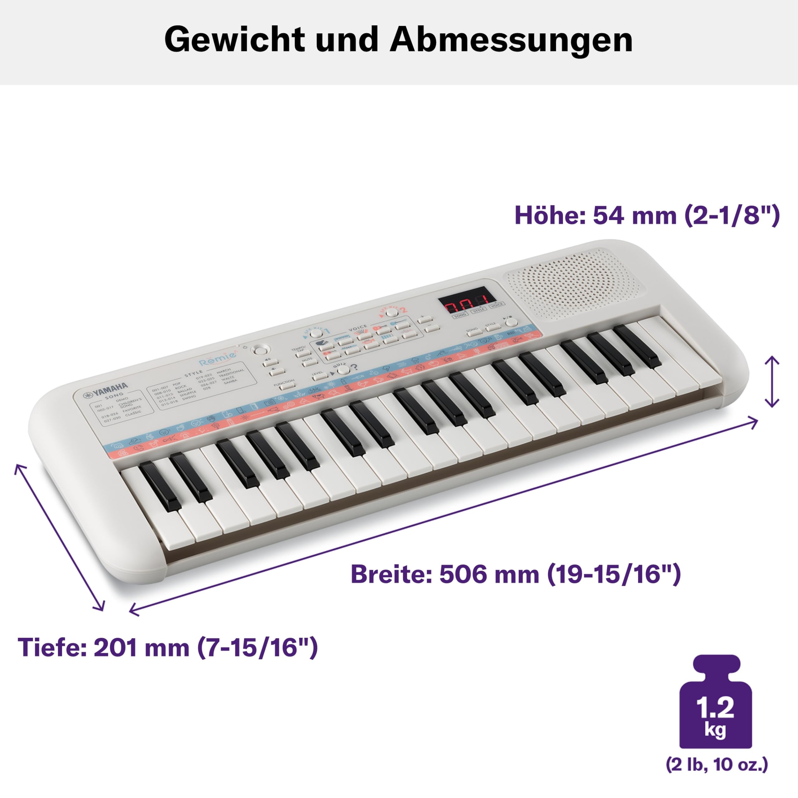 Yamaha Remie PSS-E30 Mini Keyboard, weiß – Kompaktes, tragbares Keyboard für Kinder mit Mini-Tastatur und tollem Klang – Mit Mini-Kopfhöreranschluss