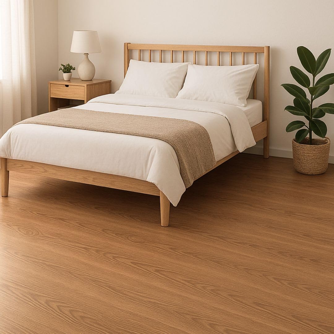 Suelo de Vinilo Para Instalar en Rollo | Suelo PVC Decorativo Hogar, Cocina, Baño, Salón | Suelo Efecto Madera | Suelo PVC Carrasca (140_X_500_CM)