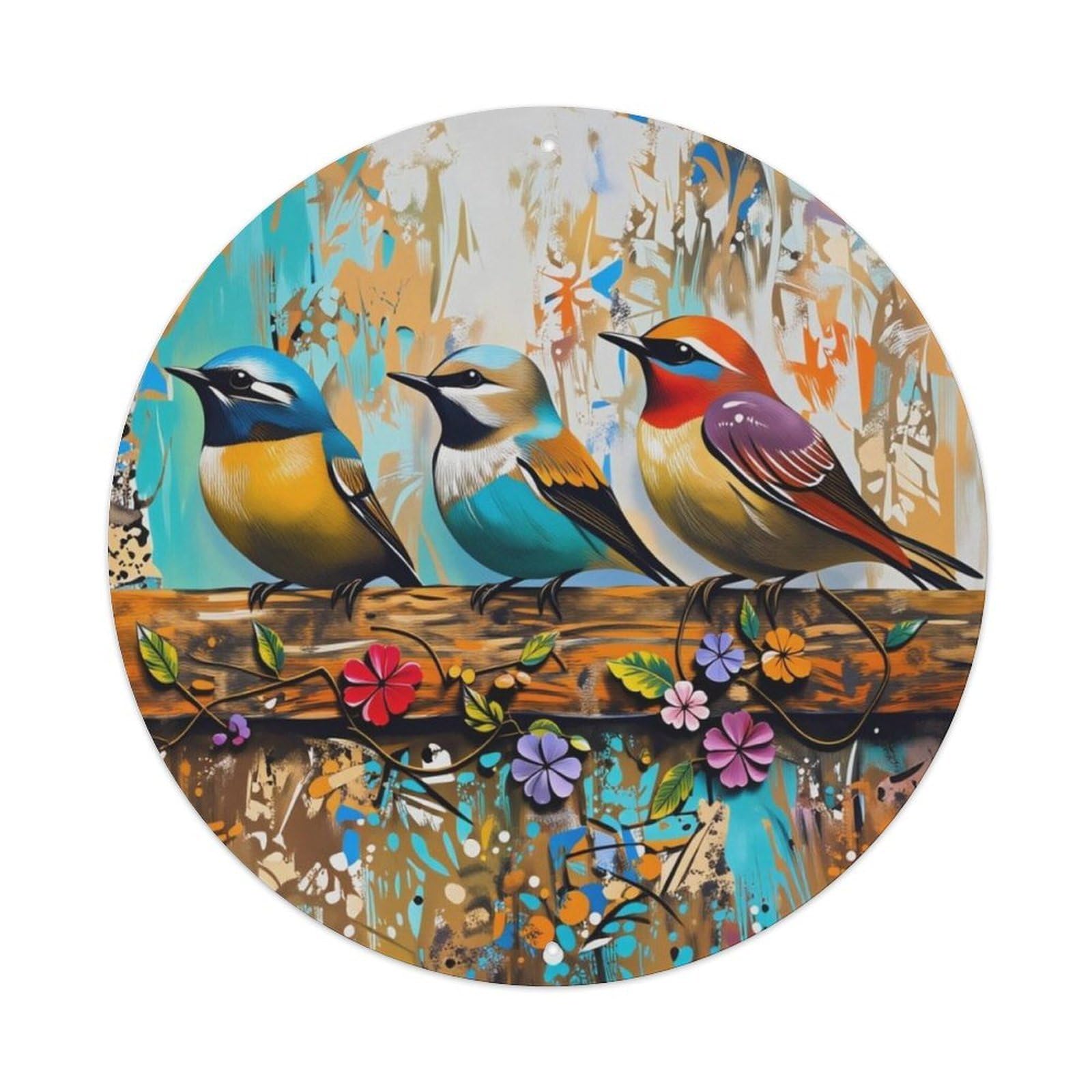 Ldfuieksufg Style Colorful Painted Birds Sign Vintage Aluminium Metal Sign, Retro Wall Decor For Home, Bar, Garage & Farmhouse 20X20cm