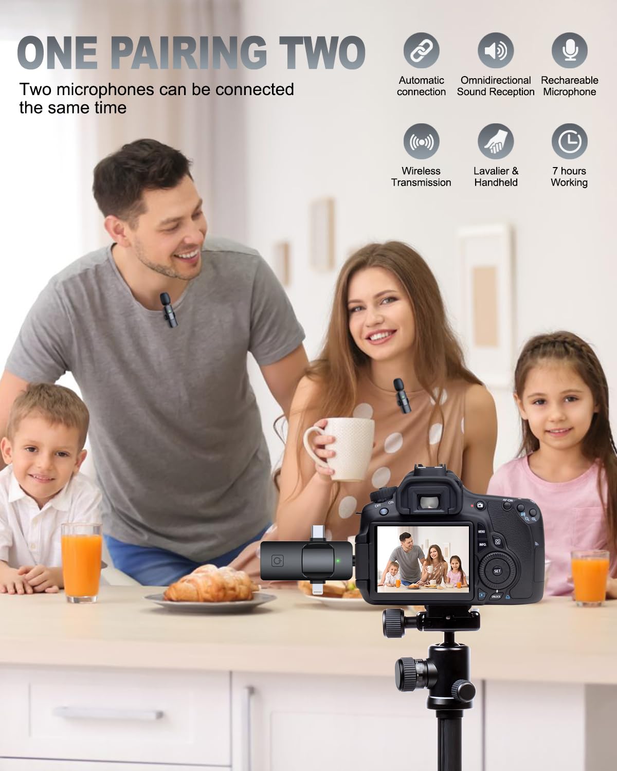 PQRQP 3 in 1 Wireless Lavalier Microphones for iPhone, iPad, Android, Camera, USB-C Microphone, 7-Hour Battery, Mini Microphone with Noise Reduction for Video Recording, Vlog, YouTube, TikTok: PQRQP 3 in 1 Professional Wireless Lavalier Microphone for iPhone, Android, Camera, Wireless Microphones, USB C Microphone, Crystal Clear Sound Quality for Recording, Live Streaming, YouTube, TikTok