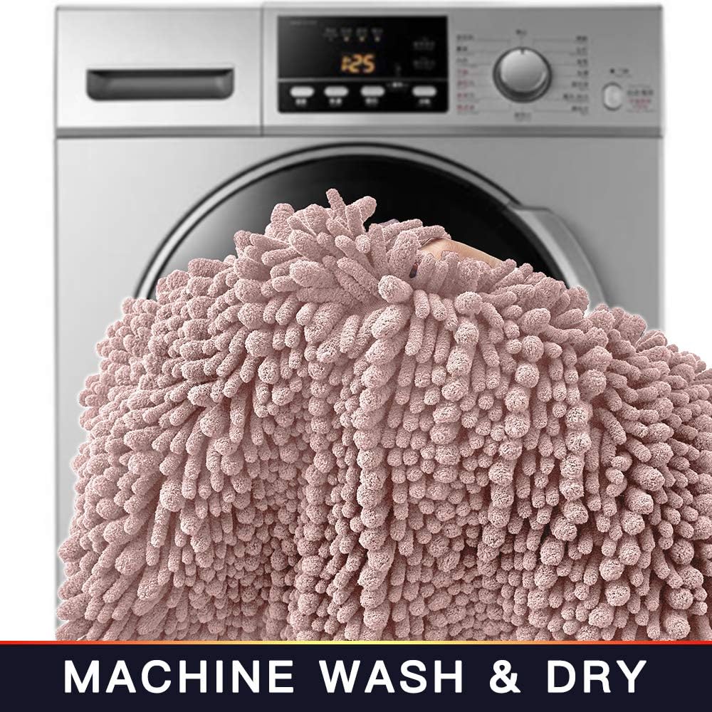 Walensee Bathroom Rug Non Slip Bath Mat (24x17 Inch Dusty Pink) Water Absorbent Super Soft Shaggy Chenille Machine Washable Dry Extra Thick Perfect Absorbant Best Small Plush Carpet for Shower Floor - Image 6