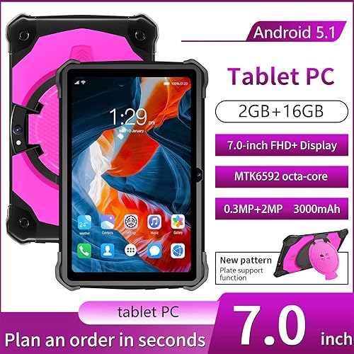 Miniatura 3 de HD 7.0 pulgadas Android Tablet IPS Pantalla de alta definición WiFi Bluetooth Llamada de voz Juego Video Aprendizaje Tablet Función 3000mah Batería