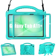 Sanyetral Kids Case for Samsung Galaxy Tab A11 Plus 2025/A9 Plus 2023 11 Inch Tablet, Galaxy Tab A11+/A9+ Case with Screen Protector Shockproof Handle Stand Protective Cover with Shoulder Strap - Cyan | Sanyetral Galaxy Tab A11+/A9+       -