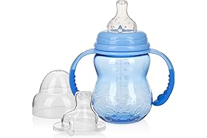 Nuby 3 Stage Tritan Wide Neck Grow with Me No-Spill Bottle to Cup Set