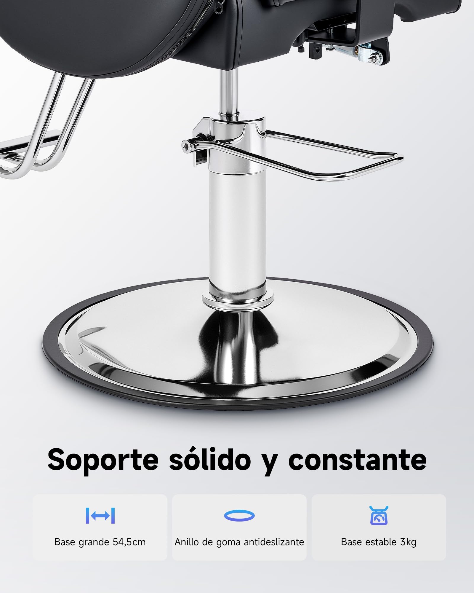 CO-Z Silla de Barbero Ajustable de 90°-150° Silla Peluquería con Giratorio 360° Sillon Barbero con Bomba Hidráulica para Peluquería Salón de Belleza Tatuajes — view 8