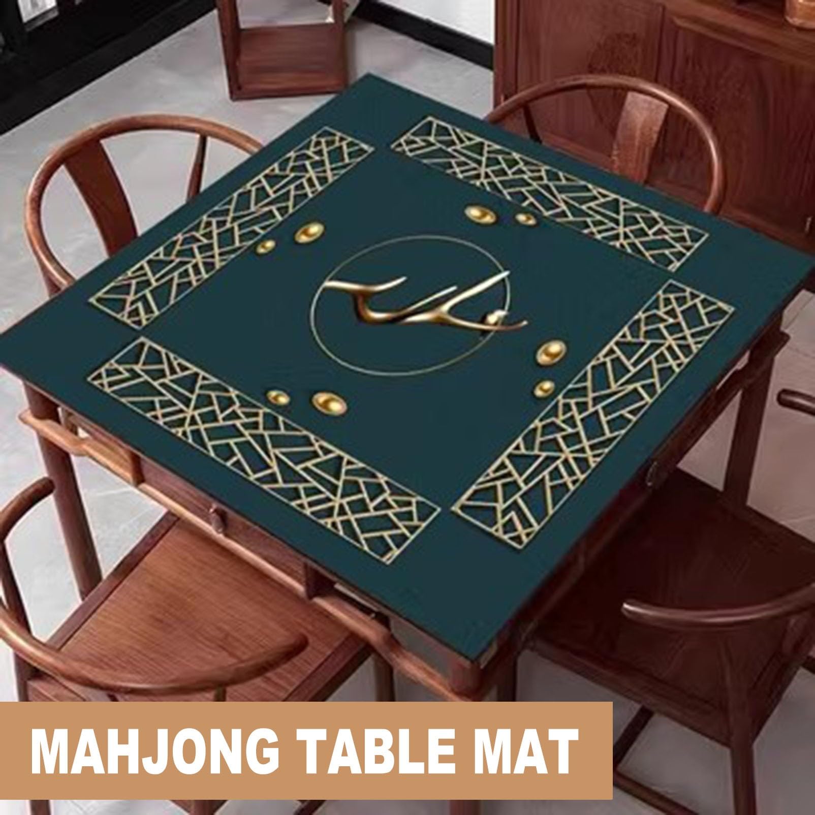Tapis de Poker, Tapis de Table Mahjong Jeu, Paigow Poker Couverture société antidérapant à réduction Bruit(Black,31.5x31.5inch/80x80cm)