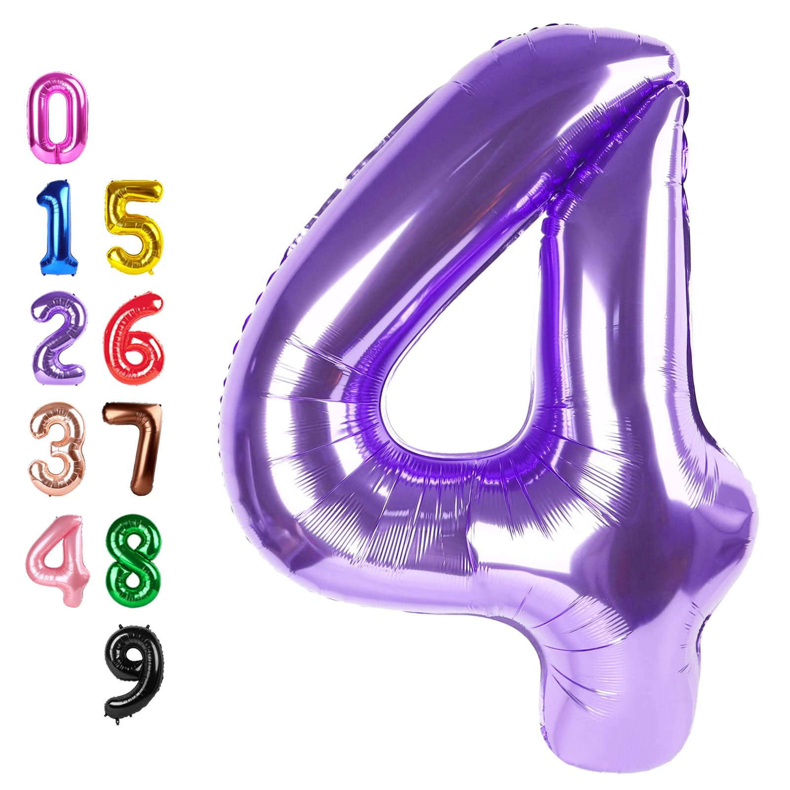 Number Balloons Purple 4 Balloon 40 inch for 4th Birthday Party Decorations