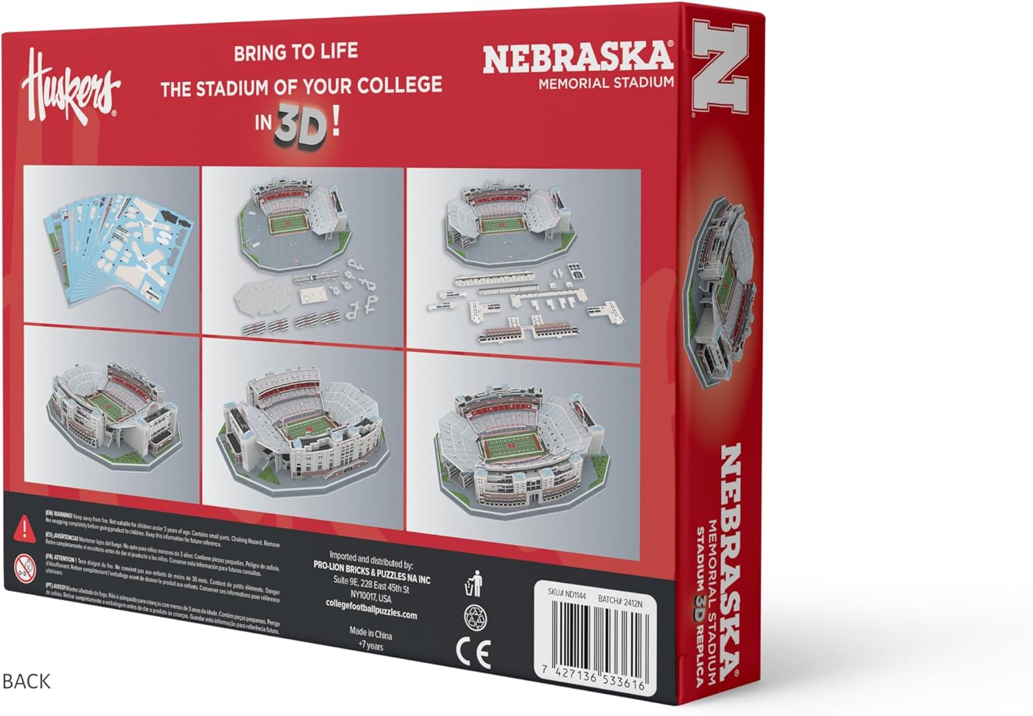 Pro-Lion 3D Jigsaw Puzzle of Nebraska Memorial Stadium – 162 Pieces | Nebraska Huskers College Football Model | NCAA Football Stadium Building Kit | Creative Gift for Men, Boys & Kids Aged 8+
