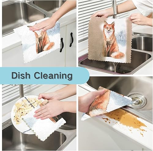 Miniatura 3 de Emelivor Fox - Paños de limpieza de cocina, paquete de 6 paños de microfibra, trapos de secado rápido para autos, casa, cocina, ventana, regalos (11