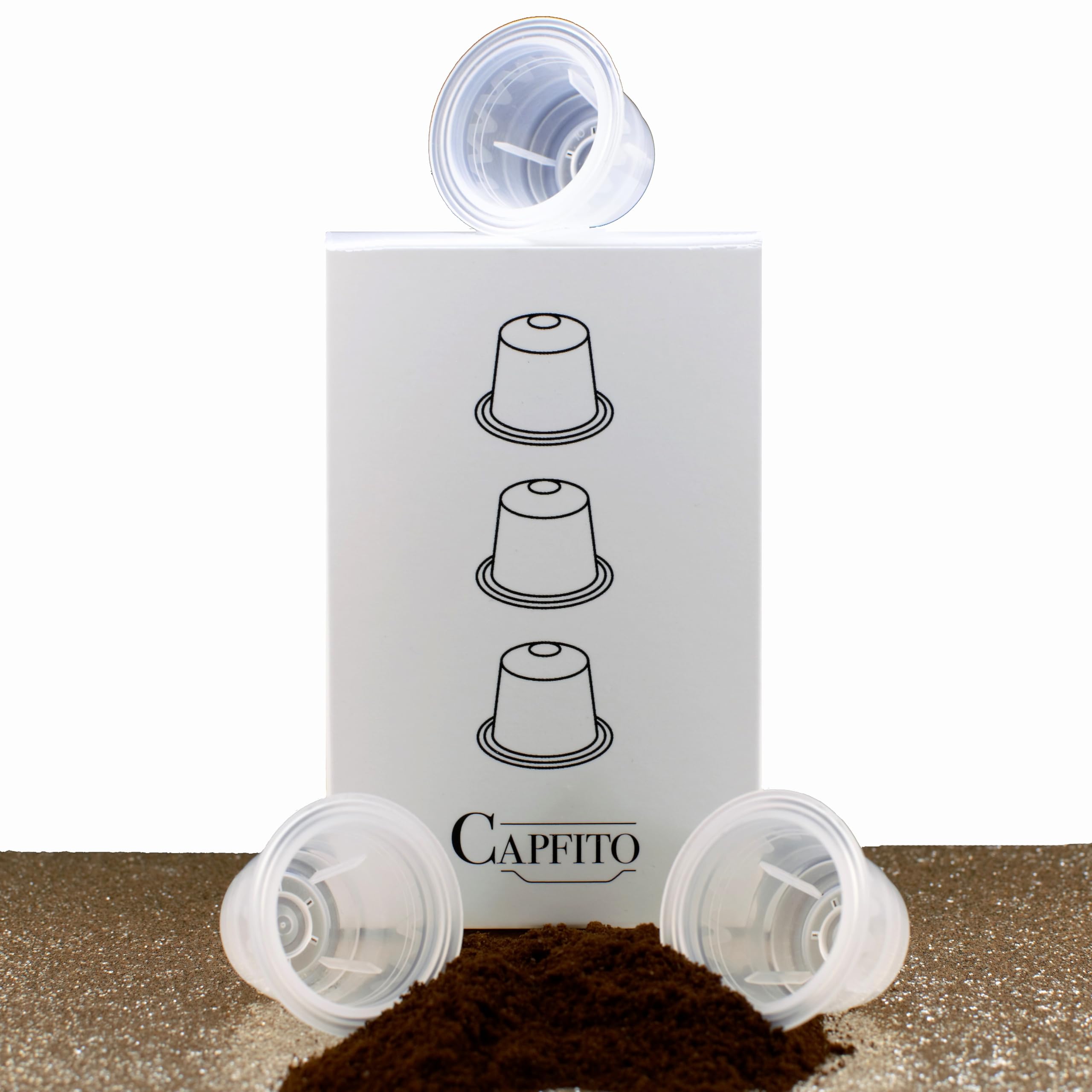 Kit, Cápsula reutilizable para máquinas compatible Nespresso (original), [1 Capfito + 12 cápsulas reutilizables de polipropileno +100 discos de aluminio] (azul)