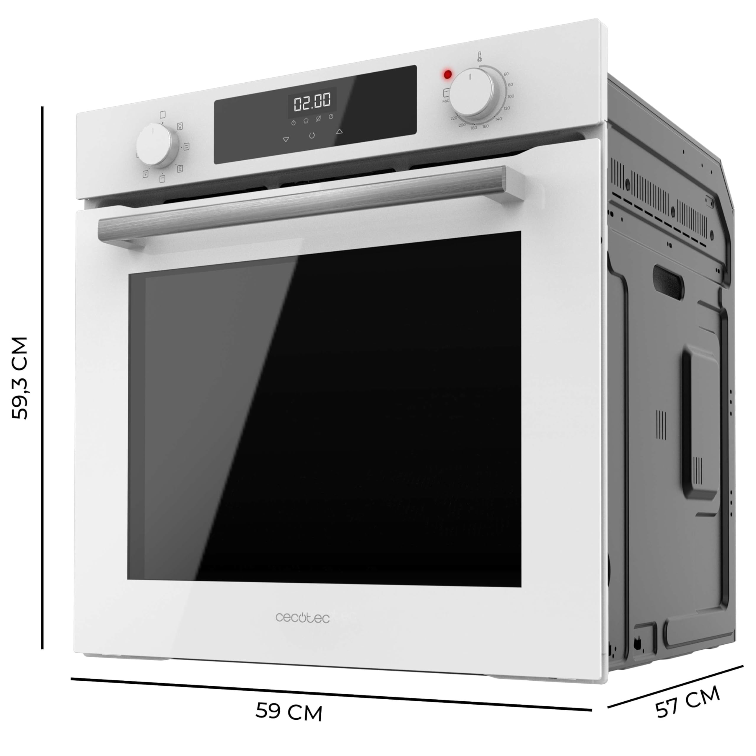 Cecotec Piekarnik wielofunkcyjny Wbudowany 60cm Bolero Hexa M226000 Glass White A. 2800W, 72L, 7 funkcji, tryb Grill, Fan Assisted Grill, Tryb konwekcji, Defrost, Steam Base X2, Steam EasyClean i