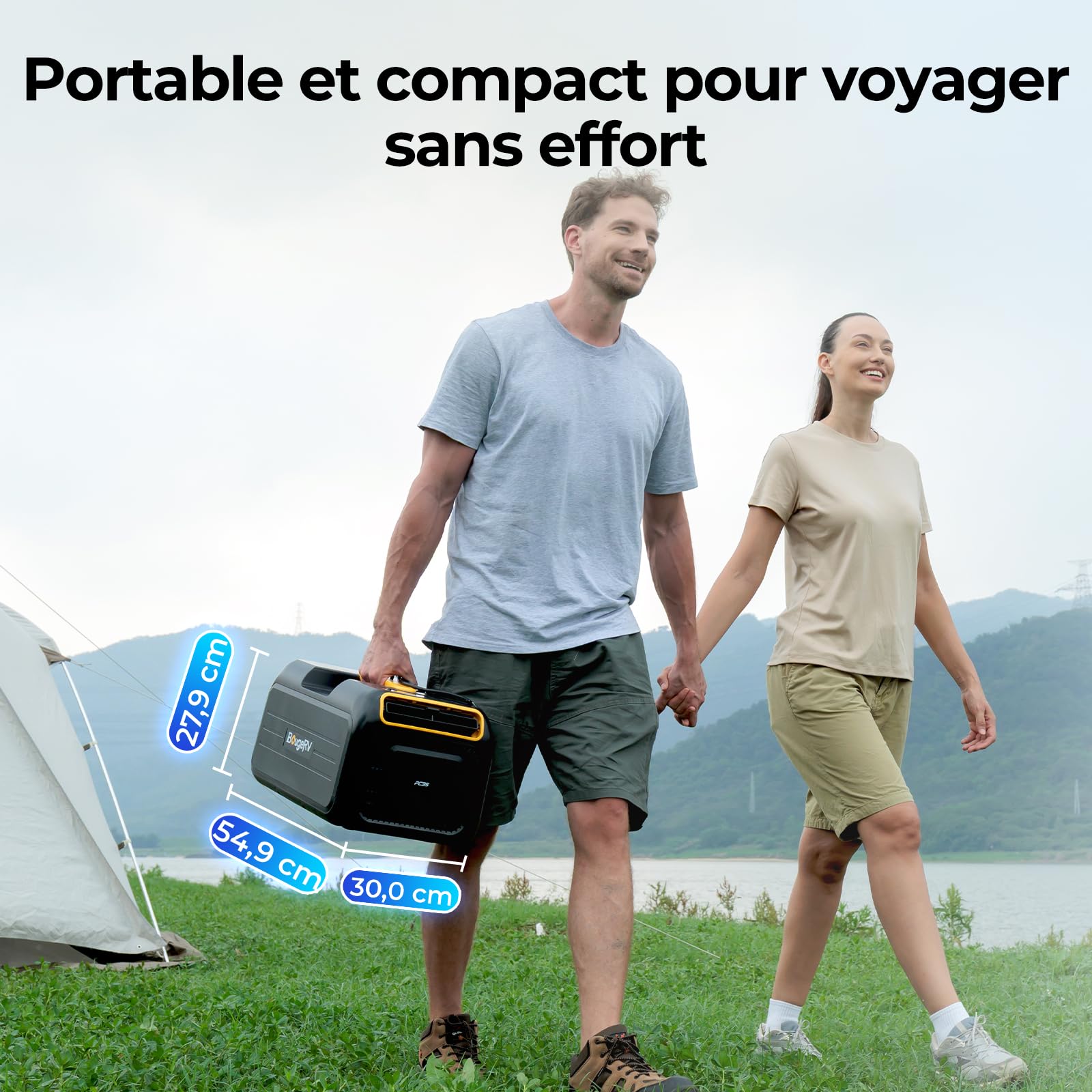 BougeRV PC35 Climatiseur Portable, 3500 BTU Climatisation Mobile | 5-en-1 avec App, Compact avec Poignée, AC 100V-240V, Climatiseur de Camping pour Camping-car, Tente, Camion, Van