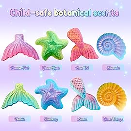Mermaid Bath Bombs for Kids with Surprse Inside, 8PK XXL Kids Bath Bombs Gift Set for Girls, Birthday Gifts, Mermaid Party Favors, Princess Gift Box