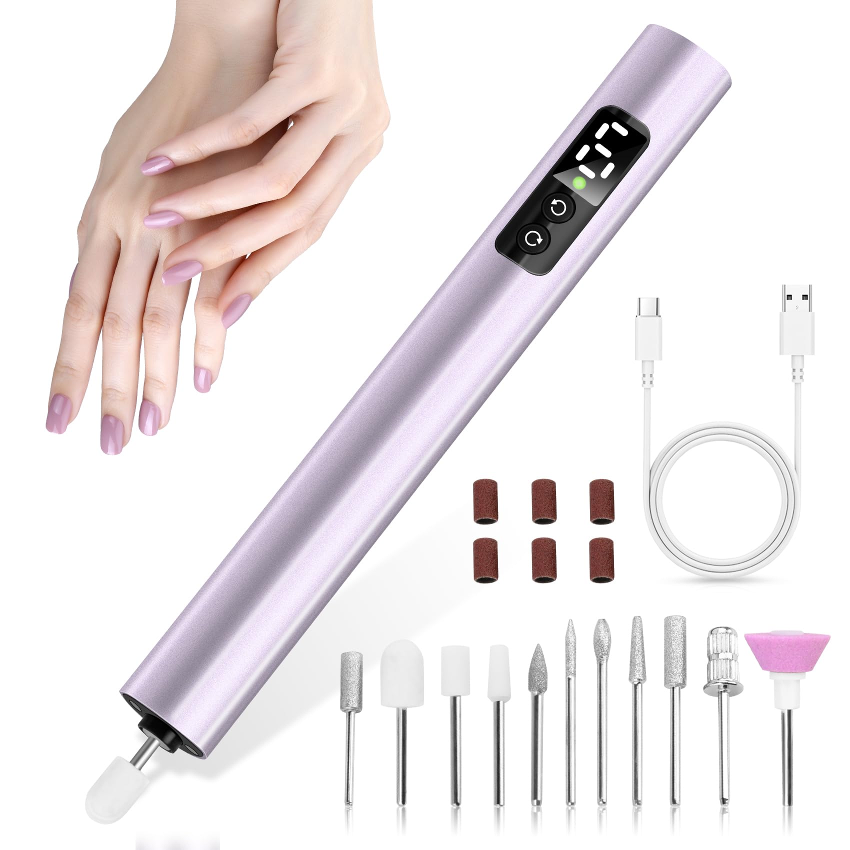 KKMOL 28000RPM Cordless Electric Nail Drill, Professional Rechargeable Nail File Kit