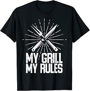 MY GRILL MY RULES Pitmaster Shirt BBQ LOVER Meat Smoker Maglietta
