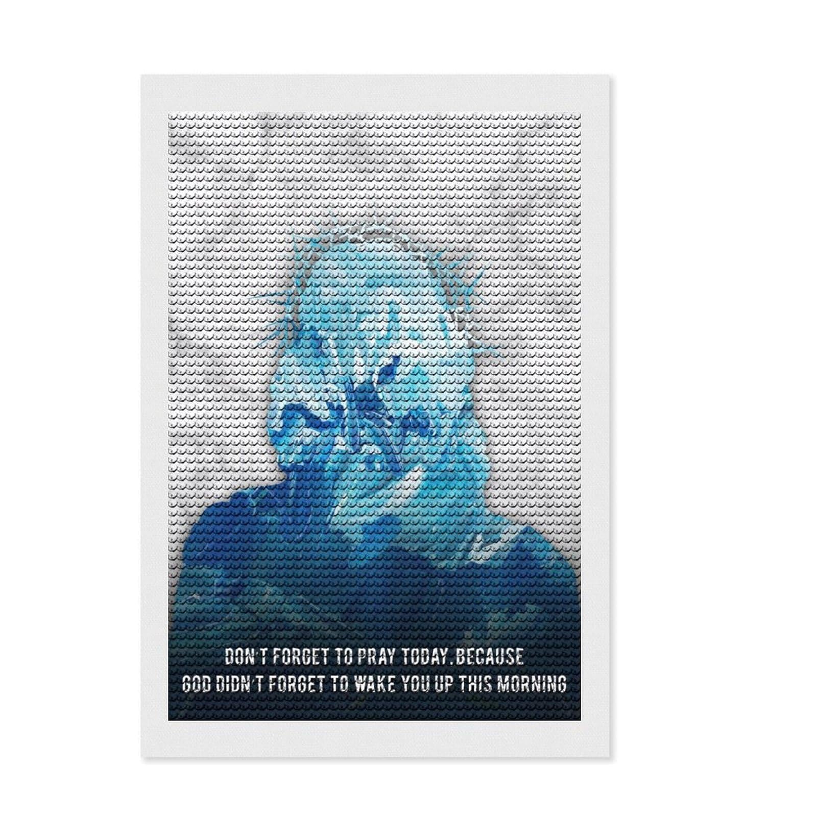 Junmoney Christ Art Quotes 4 Diamond Art Canvas 8"x12", for Women, Simple to Start, Modern Decor, Gift Idea, Nice Detail and Sparkle