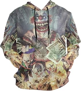ZZKKO Clown And Money Hoodie for Pullover Long Sleeves Thin Workout Sweatshirts