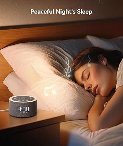 Miniatura 7 de Dreamegg Máquina de sonido D1+ y reloj despertador, máquina de sonido para dormir, máquina de ruido blanco con 29 sonidos relajantes, luz nocturna,