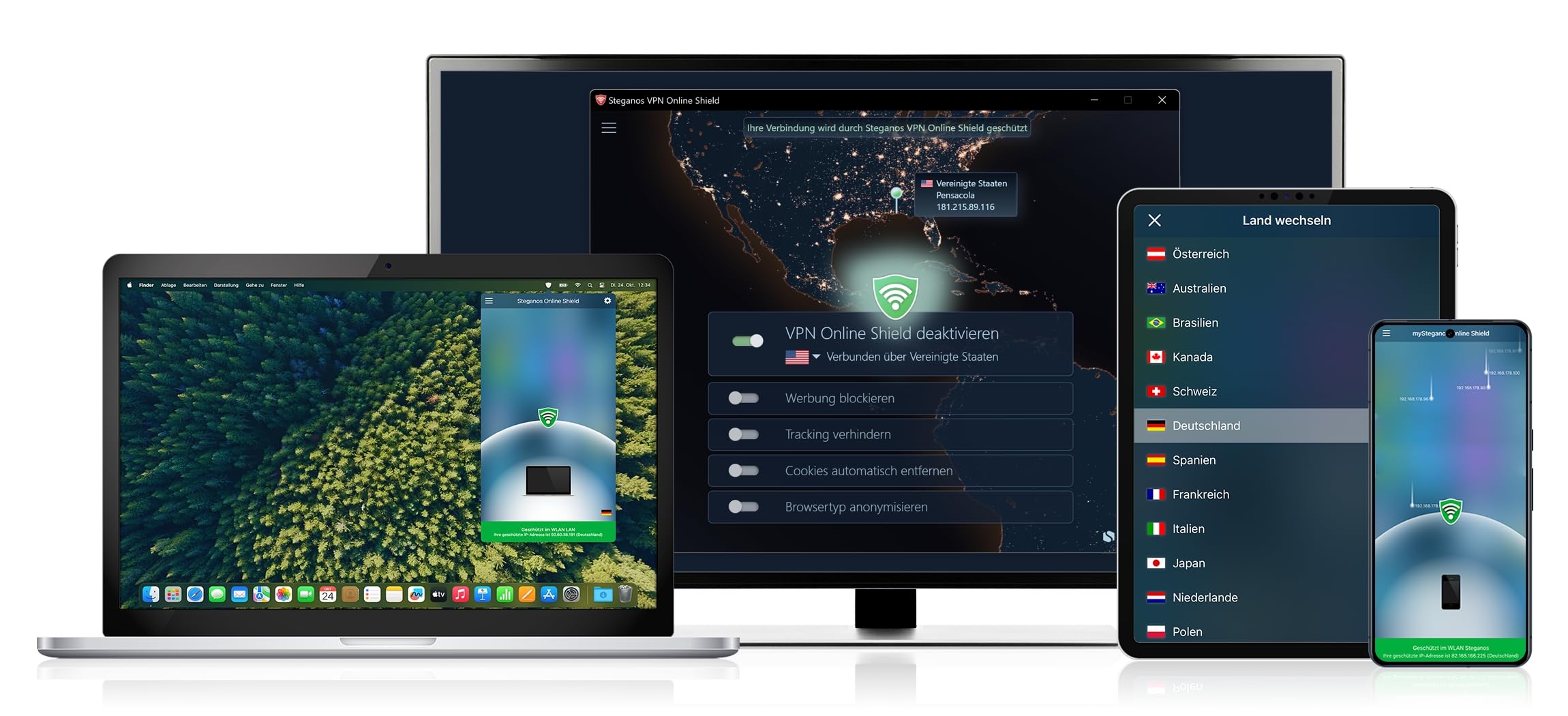 Steganos VPN Online Shield 2026 | Das Internet wie ich es will: Sicher. Privat. Werbefrei | Made in Germany | Aktivierungscode per Email