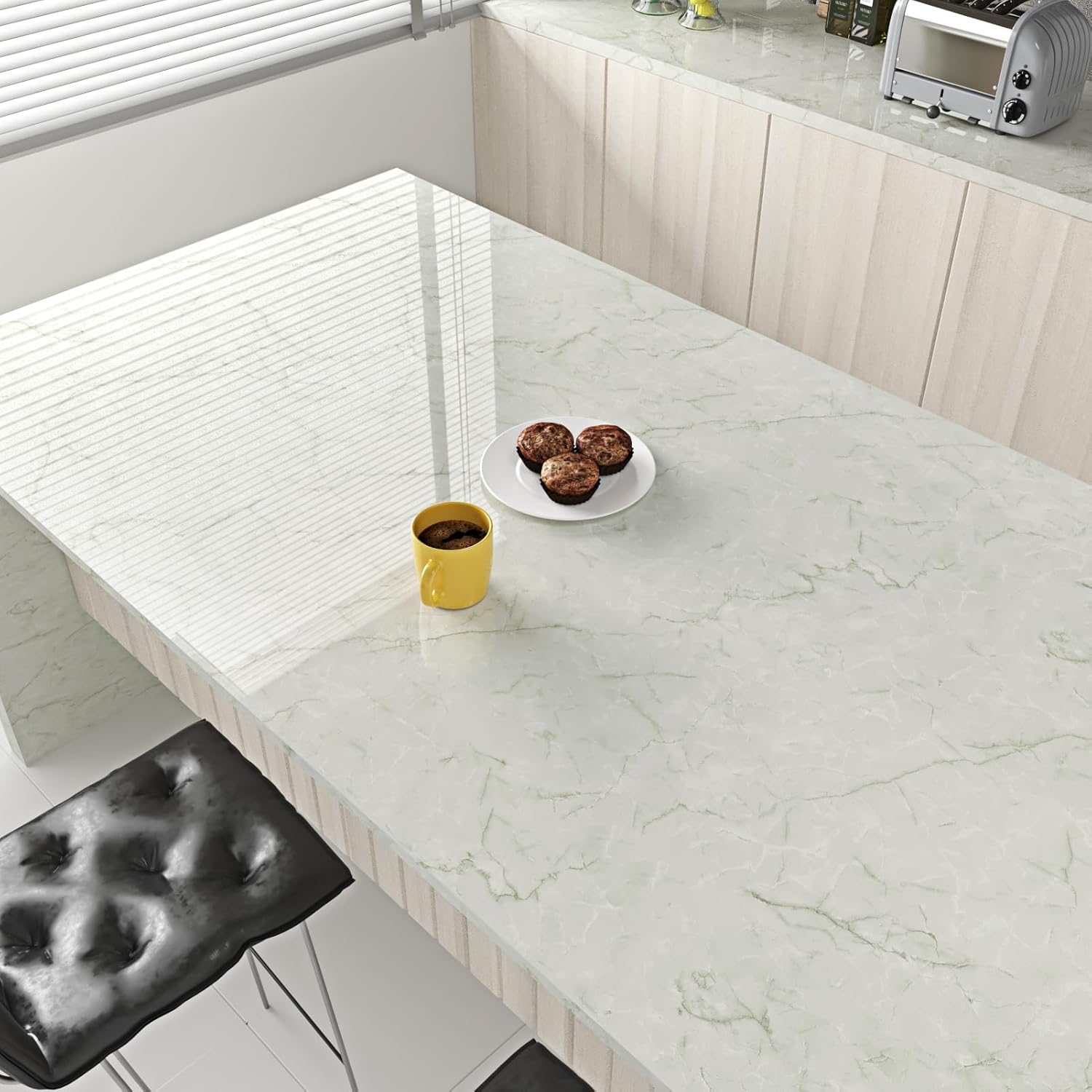 Grey Green Marble Contact Paper Peel and Stick for Countertops Grey Marble Wallpaper Removable Waterproof Countertop Contact Paper for Cabinets Kitchen Backsplash Shelf Liner Table 15.7"×78.7"