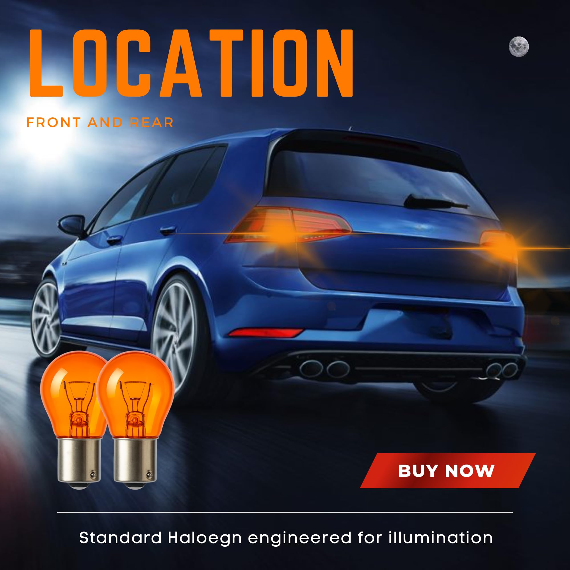 Argo 581 PY21W Indicator Bulbs 12V 21W BAU15S Orange Amber Turn Signal Hazard Light Road Legal Halogen Headlight Bulb - Pack of 2 Replacement - 4