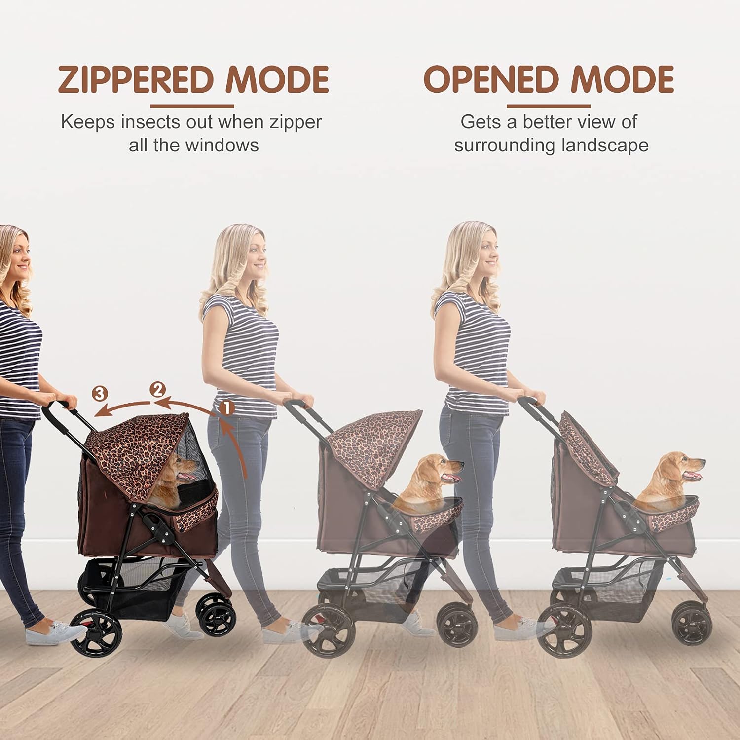 leopard pet stroller