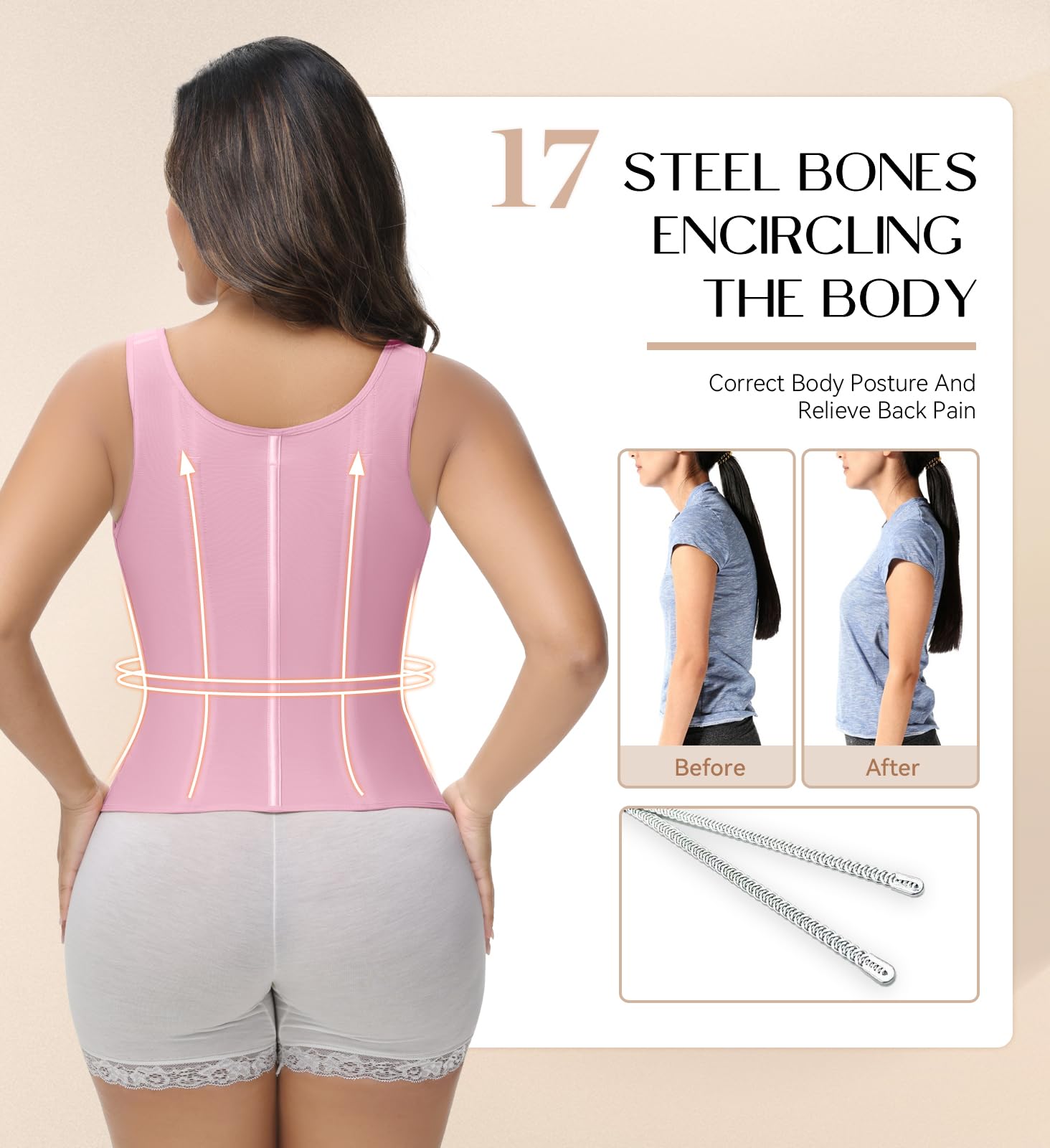 SHAPSHE Corsé de entrenamiento de cintura para mujer, control de abdomen, deportivo, entrenamiento, chaleco moldeador de cuerpo para mujer, posparto, gimnasio, cremallera y ganchos