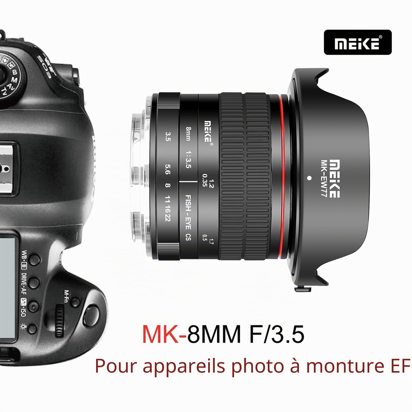 Meike Optics MK 8 mm f3.5 fisheye Objectif Ultra Grand Angle pour Canon EF Mount