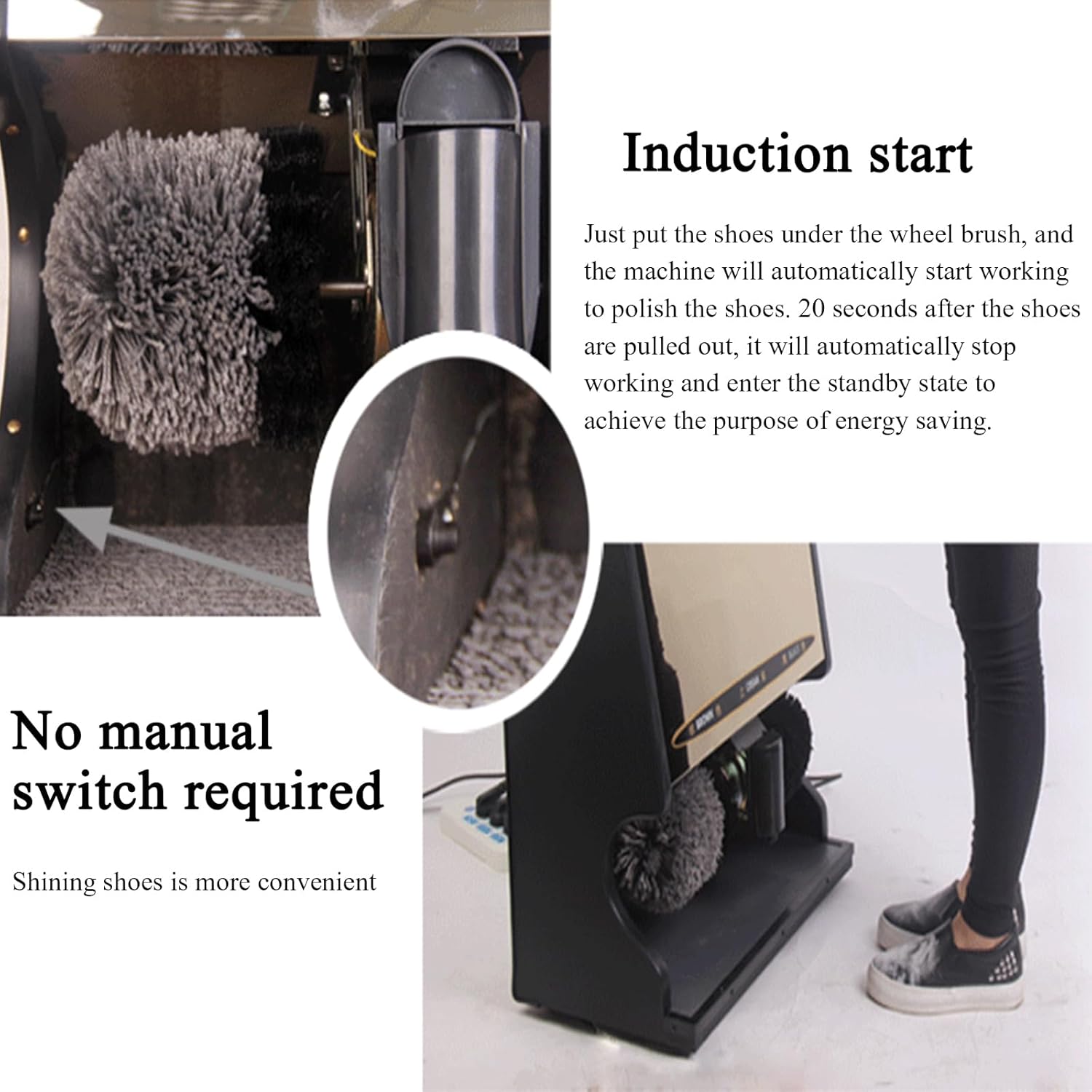 Automatic Shoe Polisher for Home Use, Public Hotel Lobby Fully Automatic Sensor Machine Hotel Lobby Shoe Polisher,Gold (Gold)