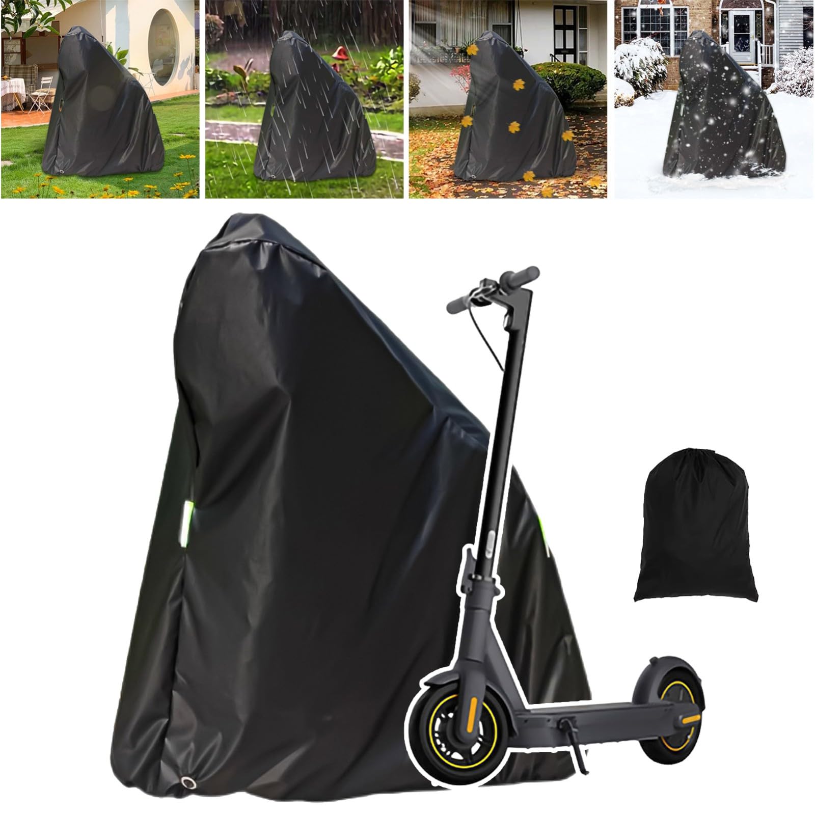 Electric Scooter Cover, Universal Scooter Cover, Waterproof Sun, Tear Proof Night Reflective and Lock-Holes&Storage Bag for With Seat or Without Foldable Kick Scooter(Without Seat,57