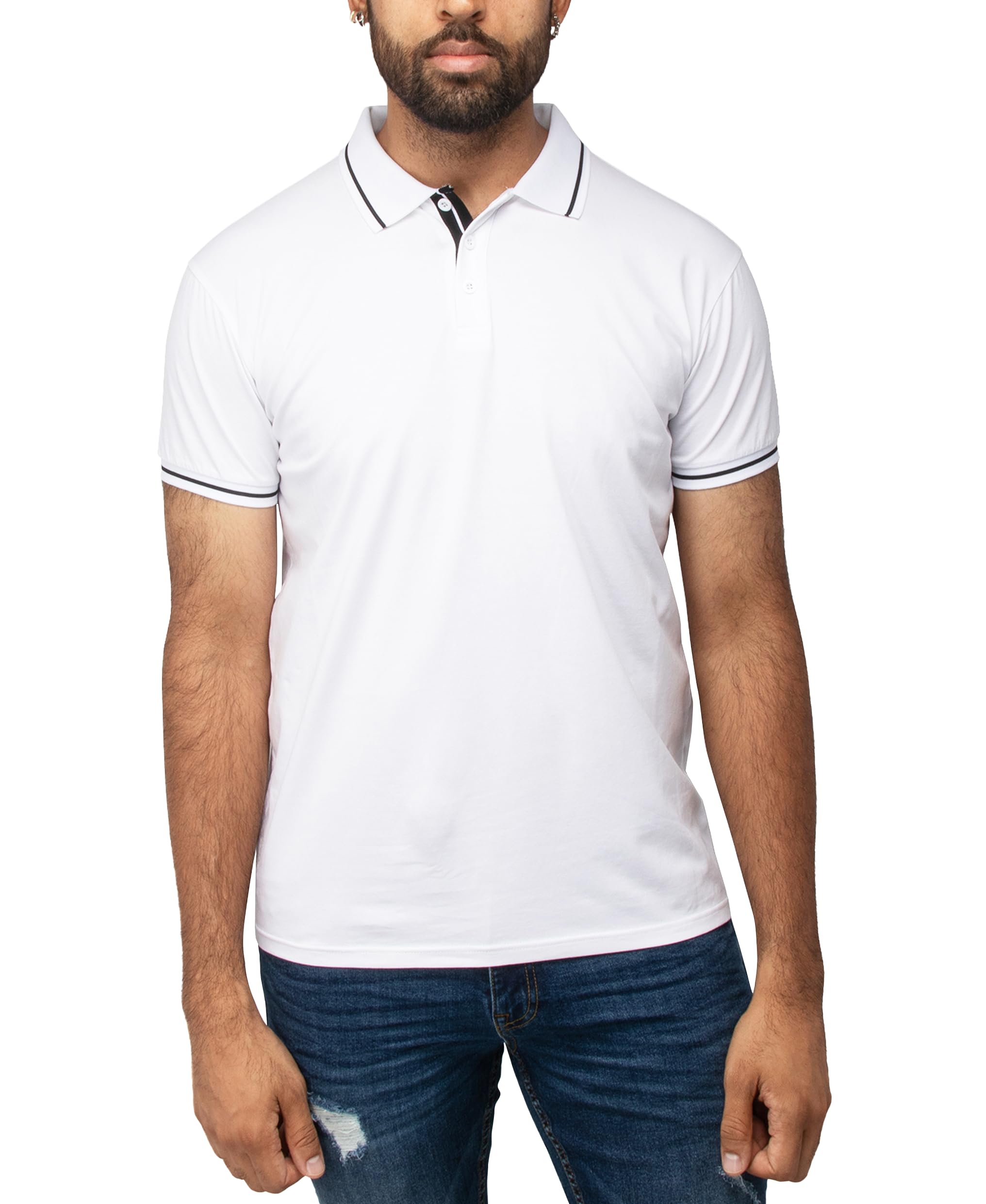 X RAY Slim Athletic Fit Short Sleeve Performance Stretch Cotton Polo Shirt Polo Uomo