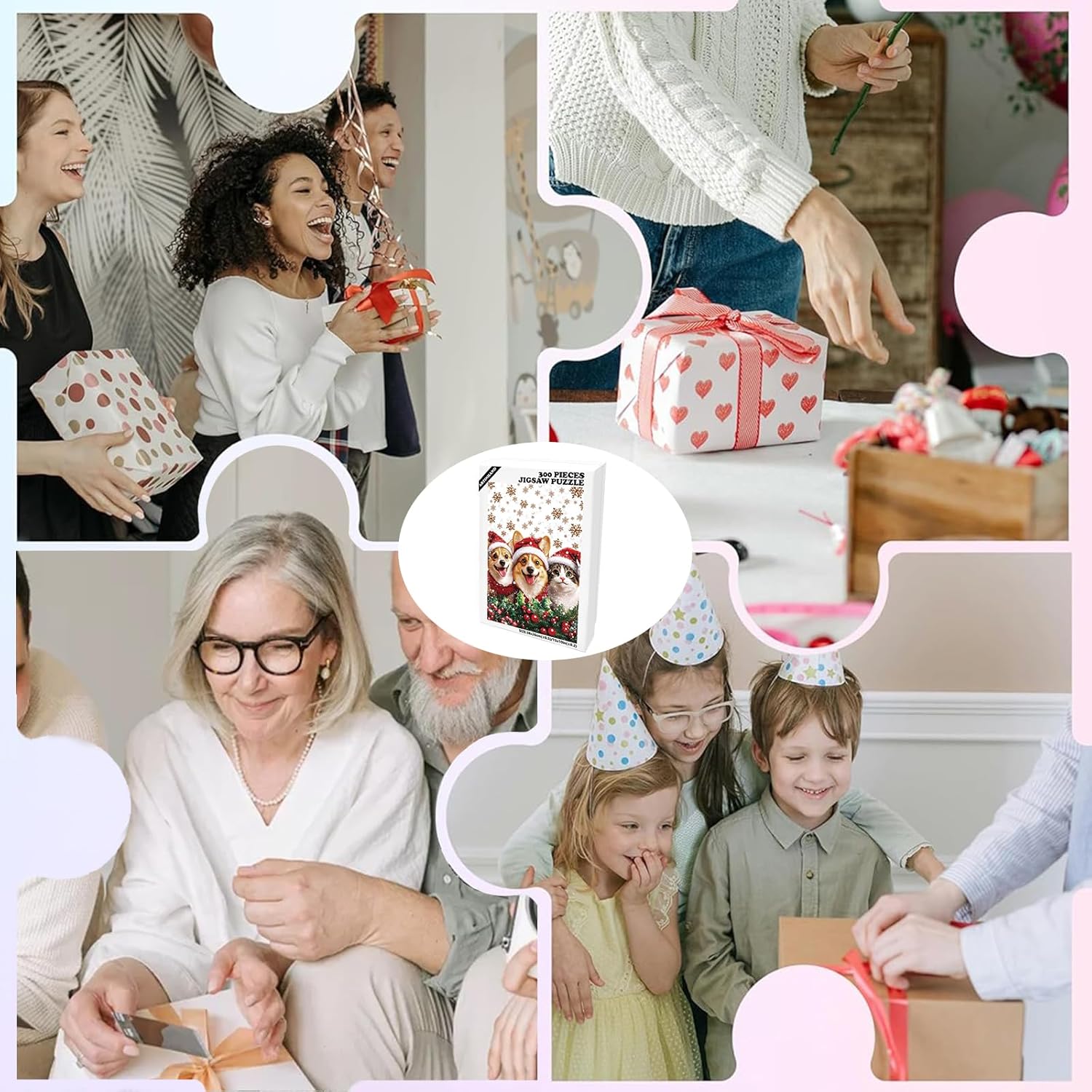 Great Jigsaw Puzzles for Adults 300 Pieces Christmas Dog and Cat Puzzles for Adults Toys Gift Family Decoration Kids Puzzle