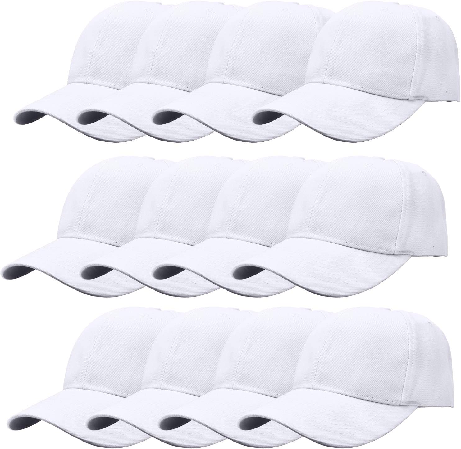12 Pack Wholesale Unisex Plain Solid Color Adjustable Baseball Caps Hats