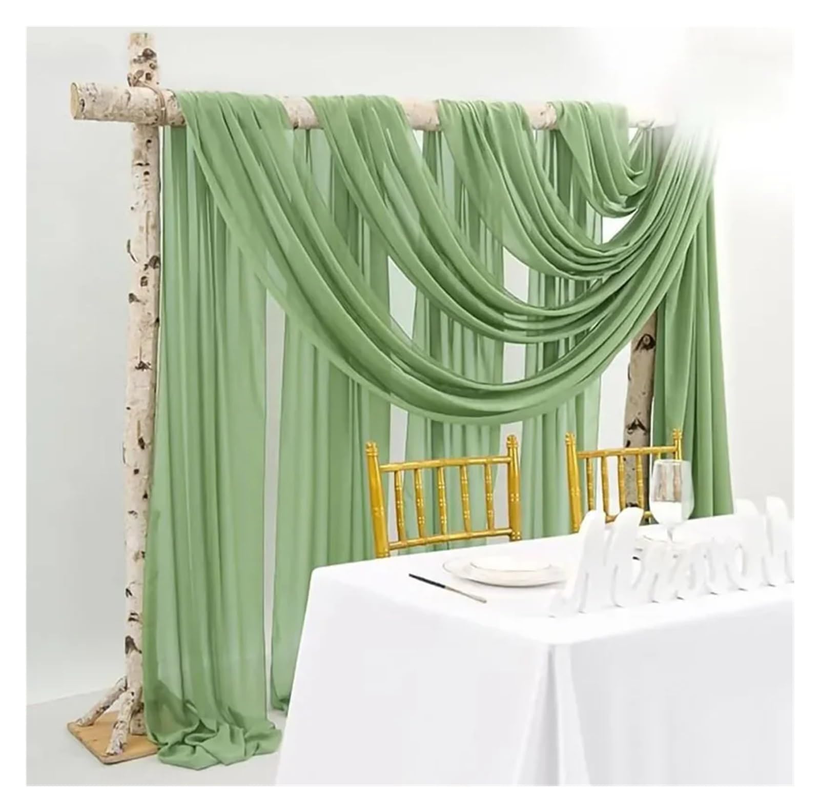 Transparenter Drapierstoff für Hochzeitsbögen, Brautzeremonie, Hintergrund, Deckendekoration, 70 x 300 cm, elegante Veranstaltungsdekoration, 2 Stück