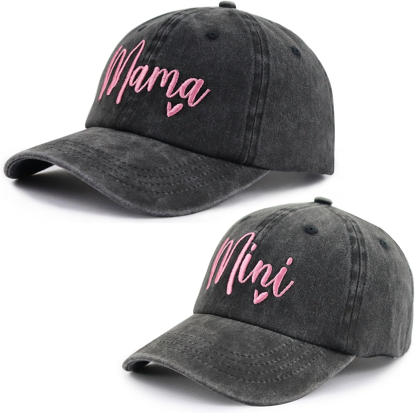 Mama and Mini Hats, Adjustable Cotton Embroidered Parent-Child Baseball Caps, Set of 2 Matching Mom and Daughter Hats - Image 5
