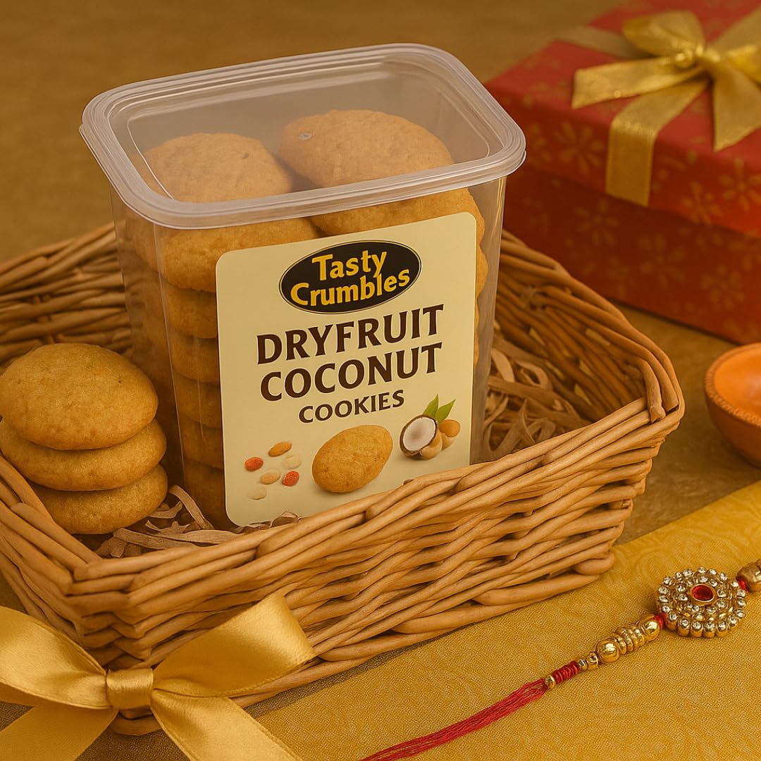 Tasty Crumbles Dryfruit Coconut Cookies- Eggless Cookies, Healthy snack, 200gm, Pack of 1 4