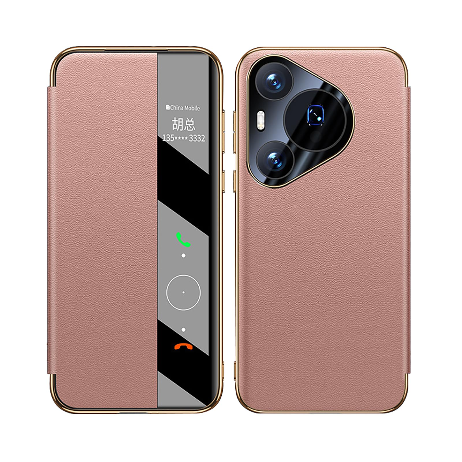 Coque Huawei Pura 70 Ultra à fenêtre intelligente et rabat de protection mince rose