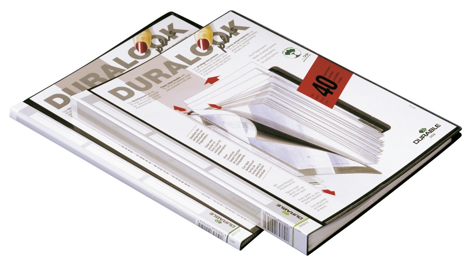 Durable 243401 Album ofertowy Duralook Plus (A4, 40 koszulek), opak. 2 sztuki, kolor czarny.