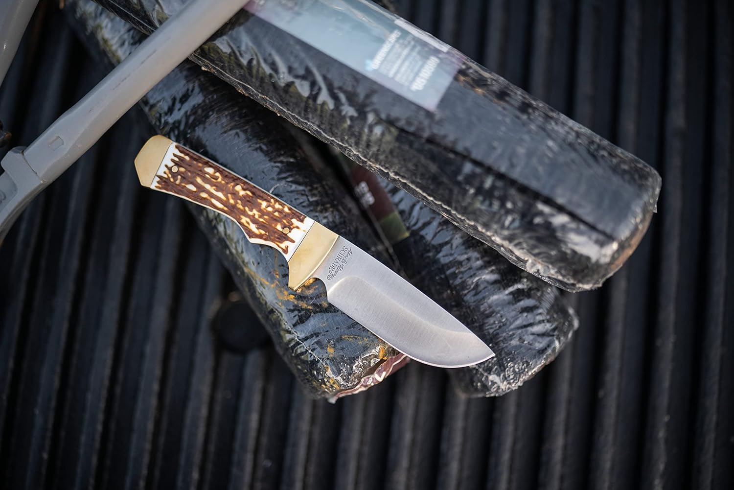 Uncle Henry 182UH Elk Hunter Next Gen 8.4in High Carbon S.S. Fixed Blade Knife with a 3.8in Drop Point and Staglon Handle for Outdoor Survival, Camping and Hunting