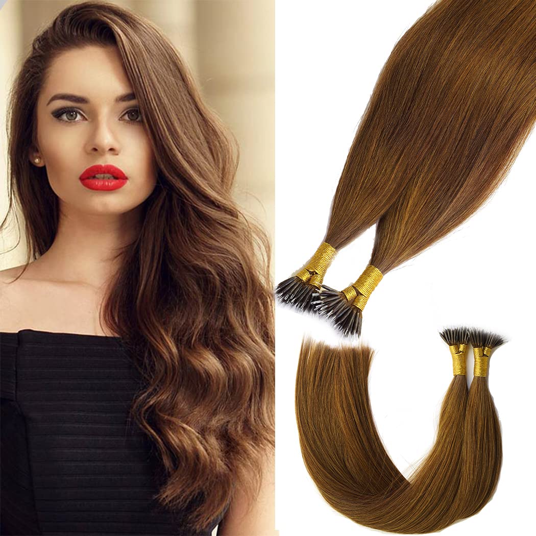 KOCONI 18 Inch Nano Ring Hair Extensions Real Human Hair Nano Beads Remy Human Hair Extensions Nano Extension Human Hair 14-22 Inch 50g (18 inch