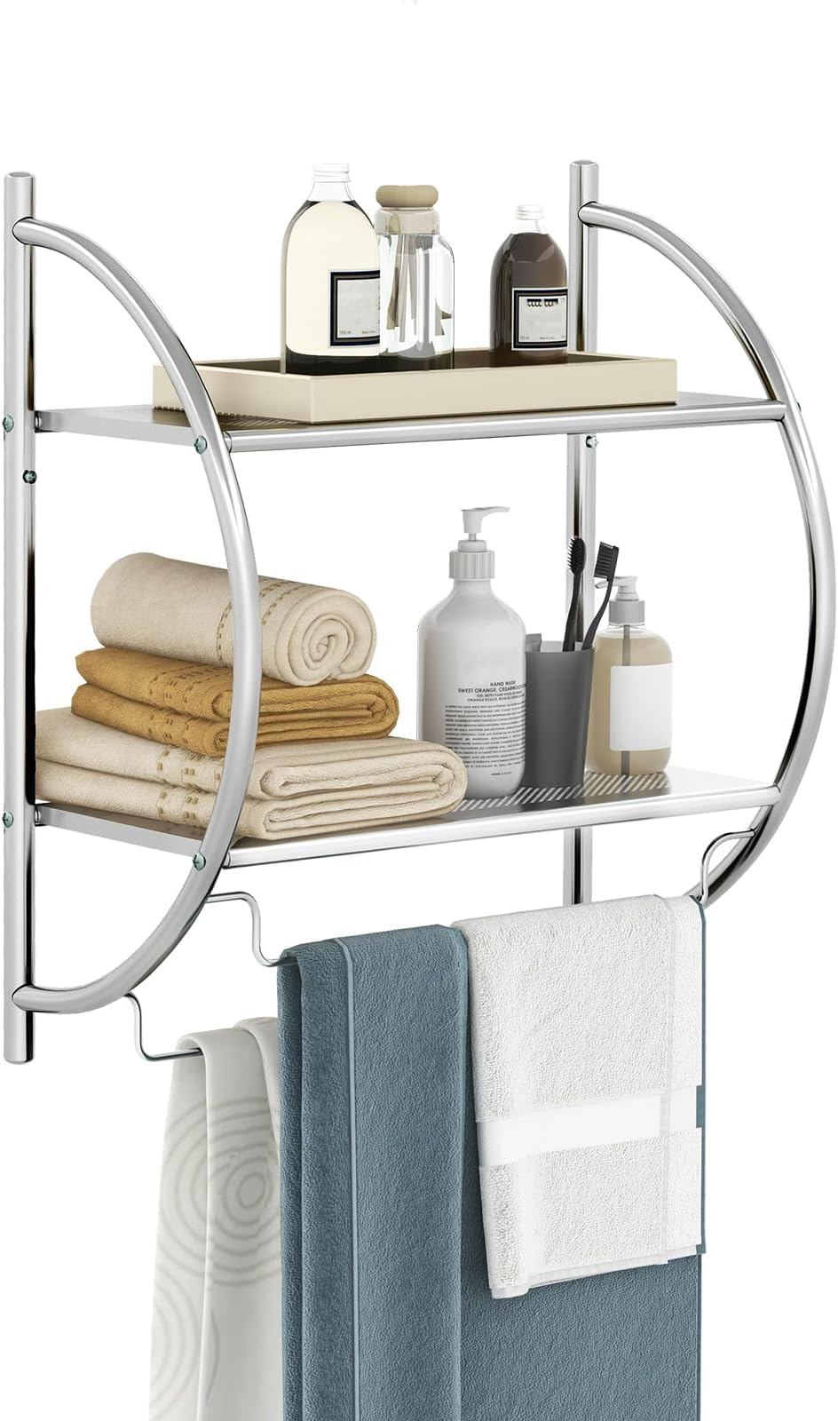 Amazon.com: Dimcapo Bathroom Shelves,2-Tier Bathroom Shelf with Towel ...